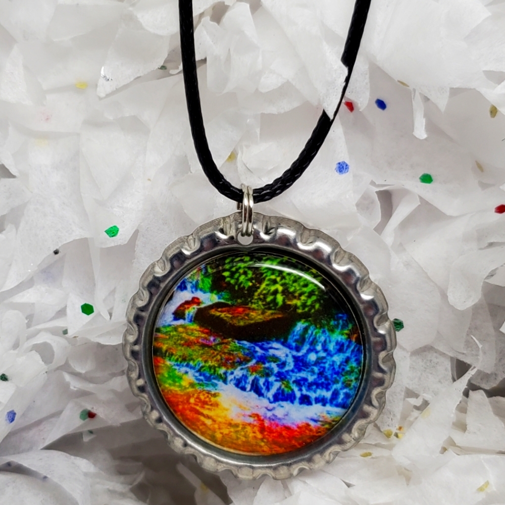 Art Bottlecap Necklace Gold Rush